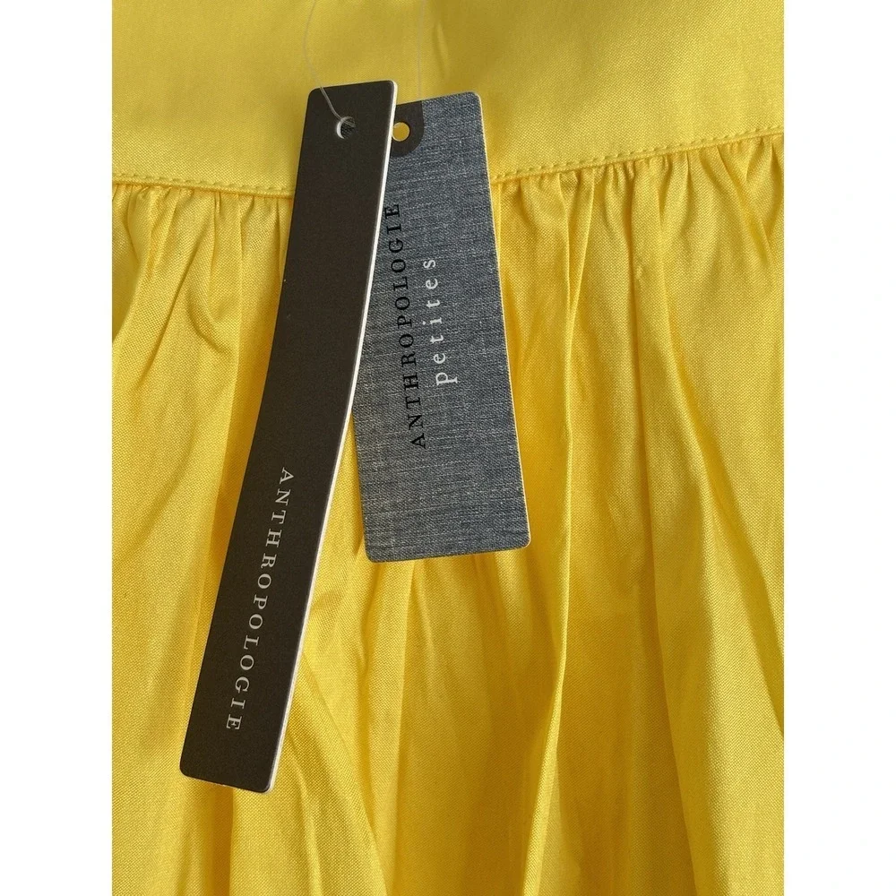 NEW Bloni Anthropologie Bubble Dress Square Neck Taffeta Yellow Large Petite